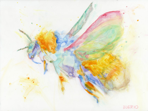 Bee in flight (9 x 12 inches) by Carrie Lacey Boerio