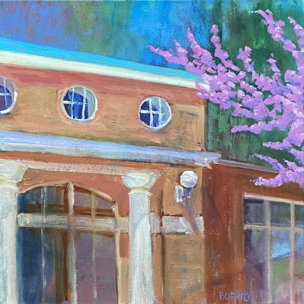 Spring at the Academy, plein air (16x16") by Carrie Lacey Boerio
