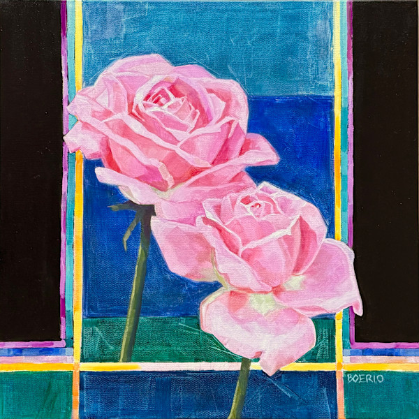 Mansion Studio Roses in Pink (framed) by Carrie Lacey Boerio, Image 1.