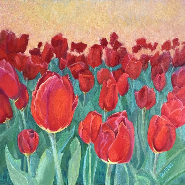 Abundance: Tulips in Red (framed) by Carrie Lacey Boerio