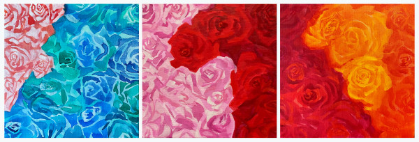 Luxurious Roses Triptych by Carrie Lacey Boerio