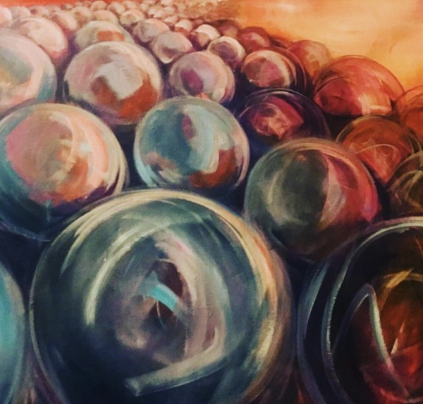 orange sphere series  30x40'', 2015 by Renee brown