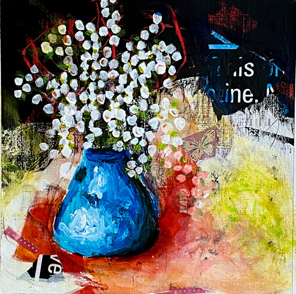 PEARLS IN BLUE VASE by Linda