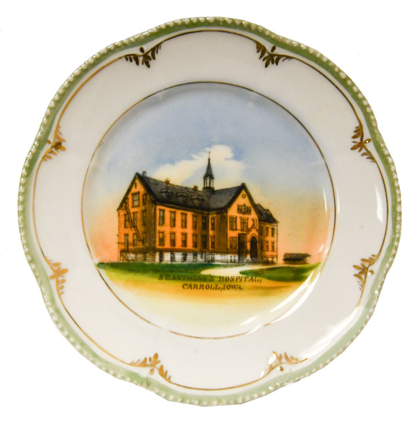 Ceramic Plate, St. Anthony's Hospital, Carroll, Iowa,