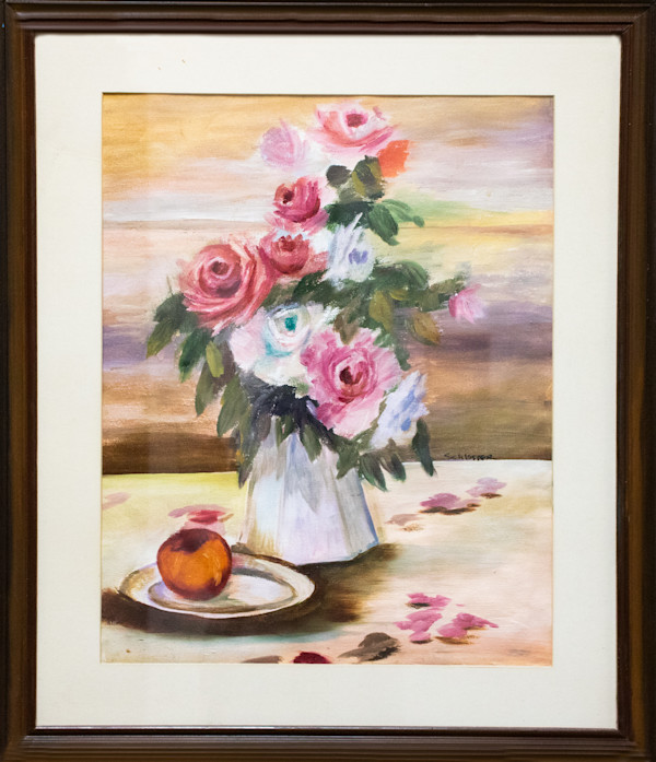 Peonies with Peach Still Life by Margaret Ann Schlosser, FSPA