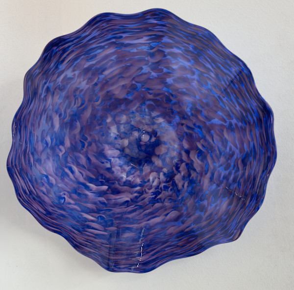 Blue round glass bowl