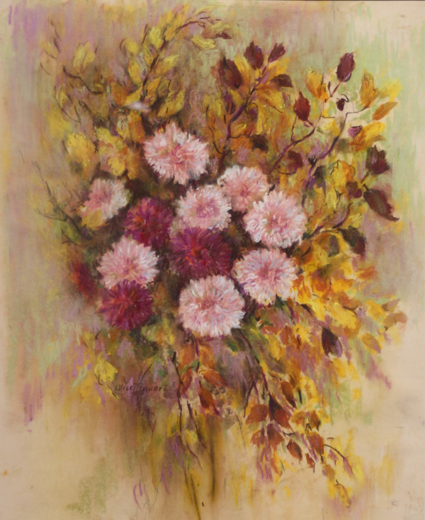 Pink Flowers & Leaves by Alice Powers