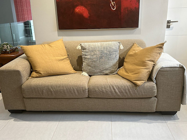 Brown upholstered couch, Image 1.