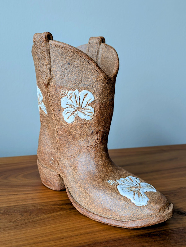 Tan Hibiscus Boot by Jill Robinson