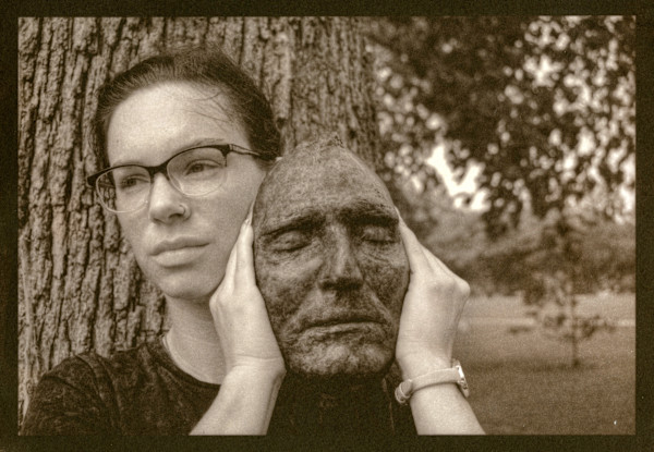 Alexis With Death Mask of Robert Phillips of Pittsburgh