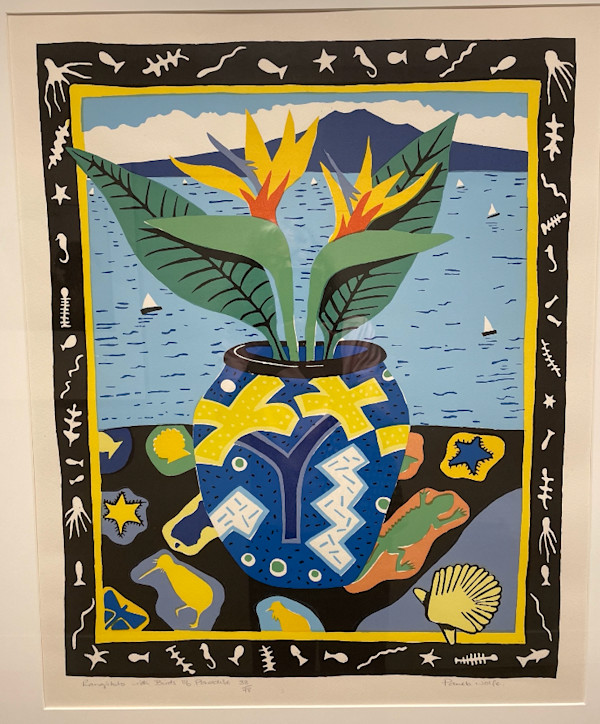 Rangitoto with Birds of Paradise by Pamela Wolfe, Image 1.