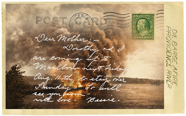 Oil Barge Afire, Providence River, 1909 (Small) by Peter Tertzakian, Image 1.