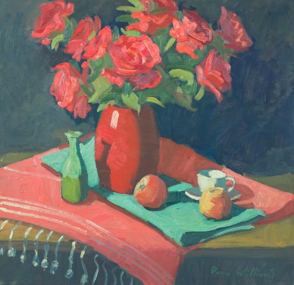Roses Red With Teal by David  Williams Paintings, Image 1.