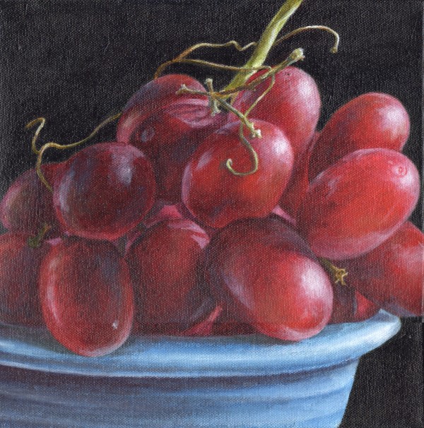 Grapes in Blue Bowl by Debbie Shirley