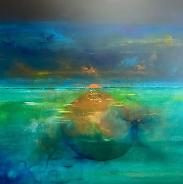 She is Sunset, 2024 (36x36) by Lulu Fall