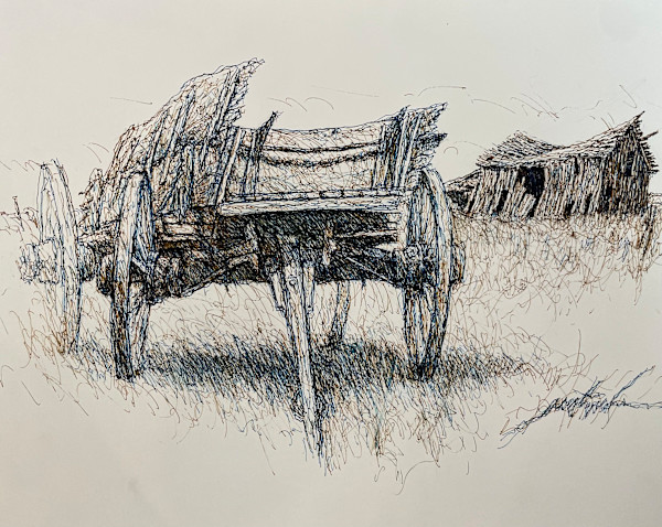 Old Farm Wagon and Barn by Larry Prestwich, Image 9.