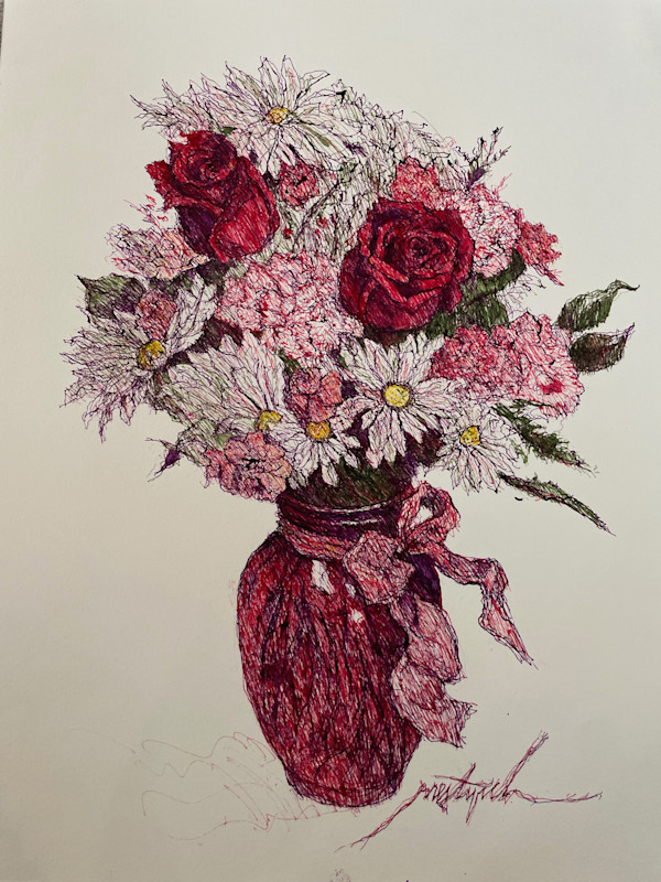 Floral Arrangement with Red Roses by Larry Prestwich, Image 1.