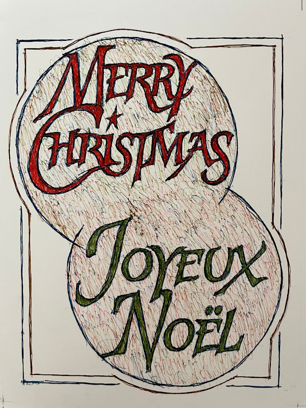 Christmas Card in French and English by Larry Prestwich, Image 1.
