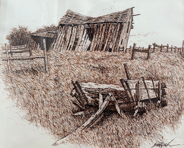 Old Barn & Wagon by Larry Prestwich, Image 1.