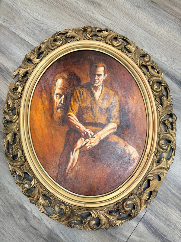 Figurative Composition in Brown & Gold by Larry Prestwich, Image 1.