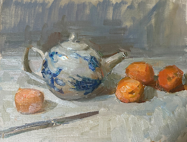 Delft Teapot and Oranges by Patricia Nebbeling