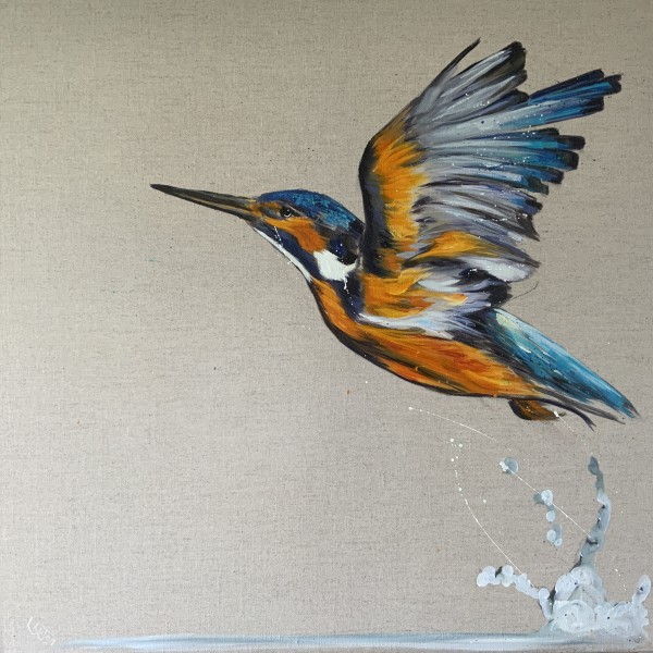 Kingfisher in flight by Louise Luton
