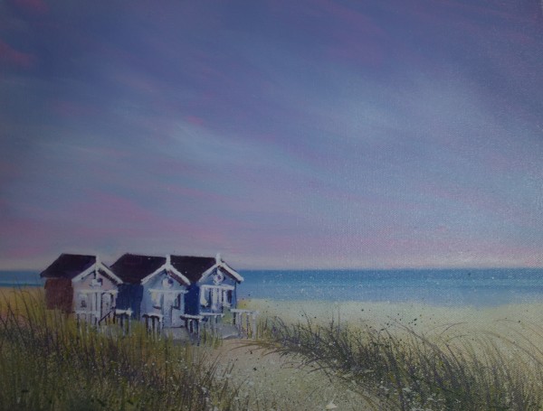 Huts at Hengistbury by Louise Luton