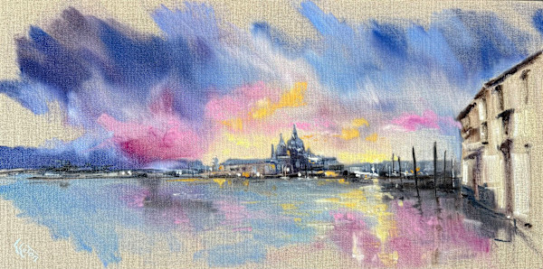 Santa Maria Salute at dusk by Louise Luton