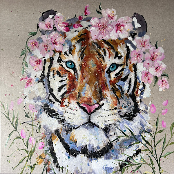 Tiger in the Cherry blossom by Louise Luton
