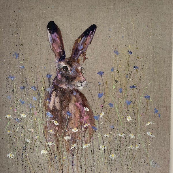 Hare in the cornflowers and the daisies by Louise Luton