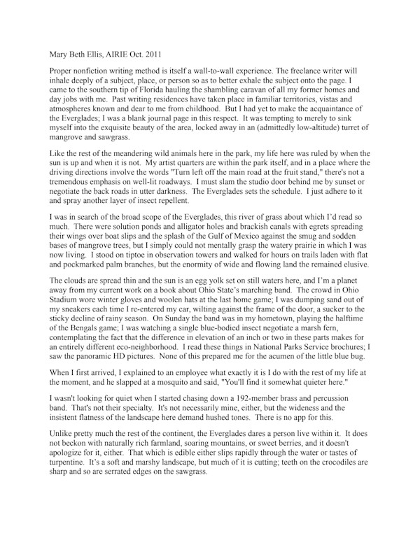 AIRIE October 2011 by Mary Beth Ellis