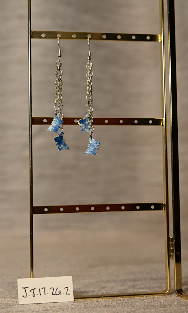 Double Silver Chain Butterfly Earrings by Emily Ruffner Hillhouse, Image 2.