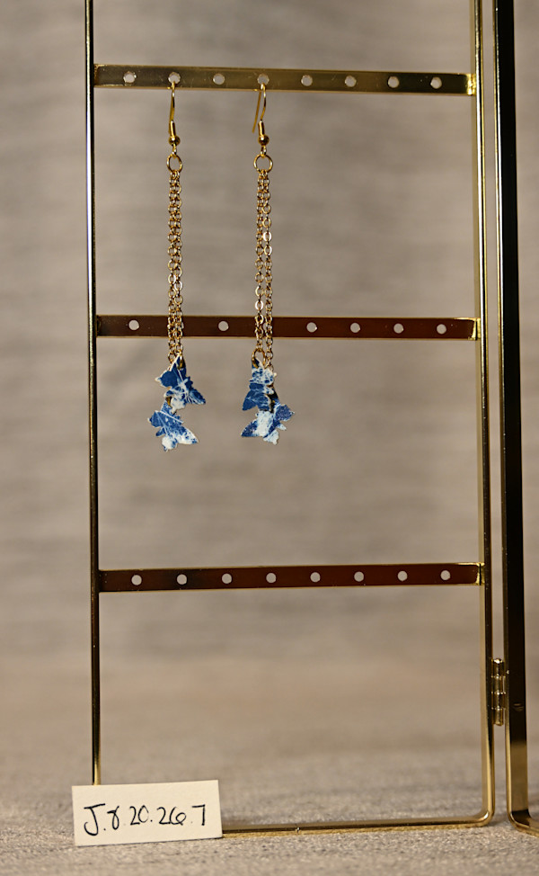 Double Gold Chain Butterfly Earrings by Emily Ruffner Hillhouse, Image 3.