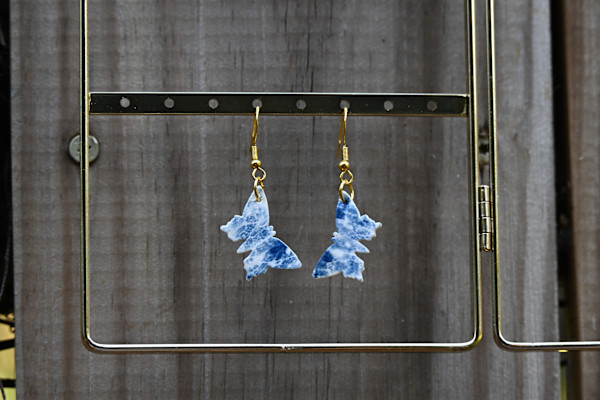 Gold Single Butterfly Earrings by Emily Ruffner Hillhouse, Image 2.