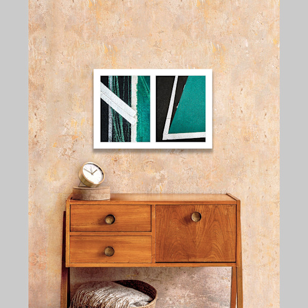 Street Lines #03: Green and White Angles Proof 1 by Susan Bowen