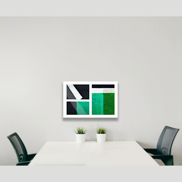 Street Lines #09: Green Squares, White Lines Proof 1 by Susan Bowen