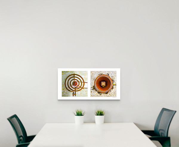 Round Pair #03: Stove and Rusty Hole Abstract 1/50 by Susan Bowen