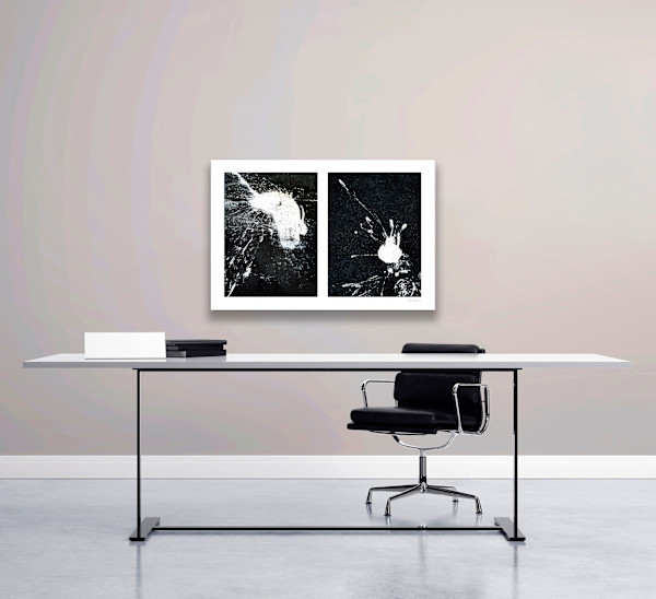 Spills Diptych #05: Conversing White Blobs 1/25 by Susan Bowen