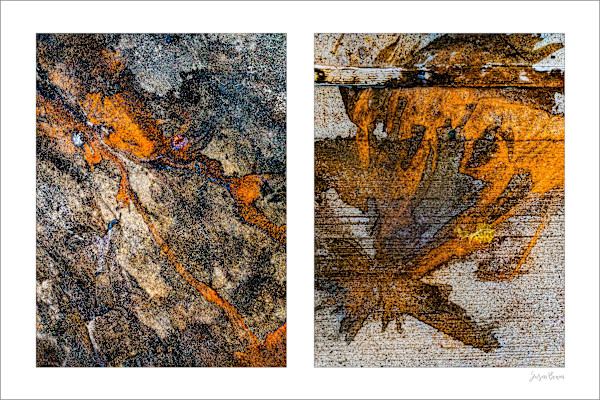 Spills Diptych #15: Coffee Ground Abstract by Susan Bowen