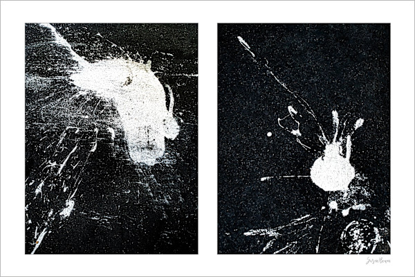 Spills Diptych #05: Conversing White Blobs by Susan Bowen
