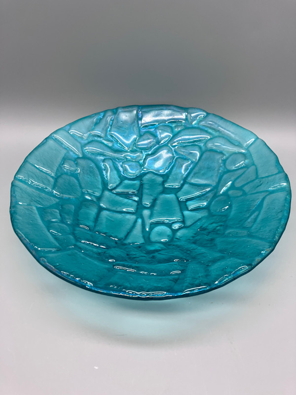 iridescent blue glass bowl by Helen Marie, Image 1.