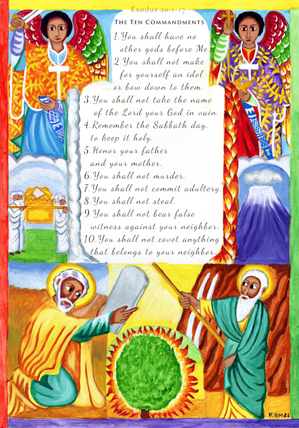 Moses on Mount Sinai & The Ten Commandments – With Archangel St. Michael by K. Haile Maskel