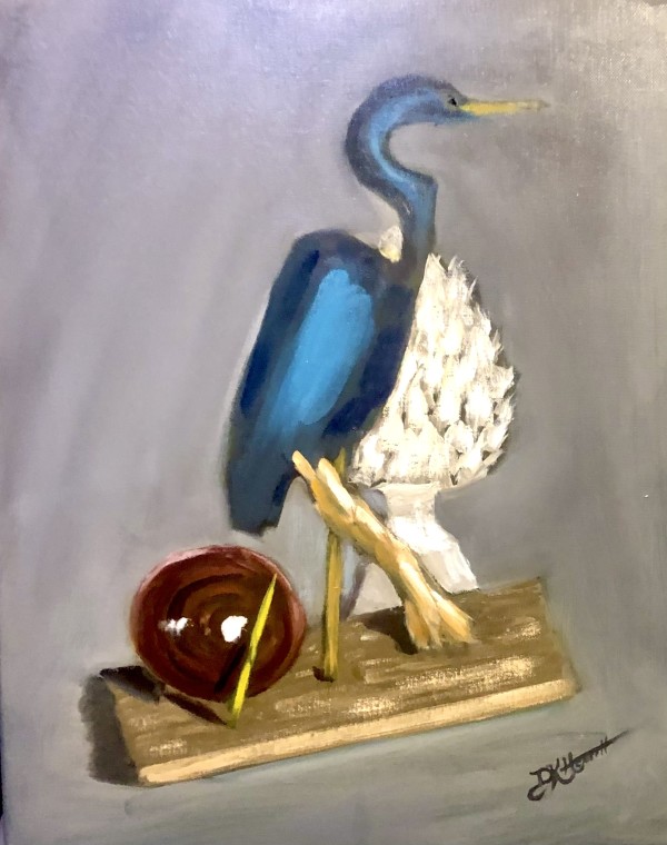 Blue Heron On Stand Still Life by Diane K. Hewitt