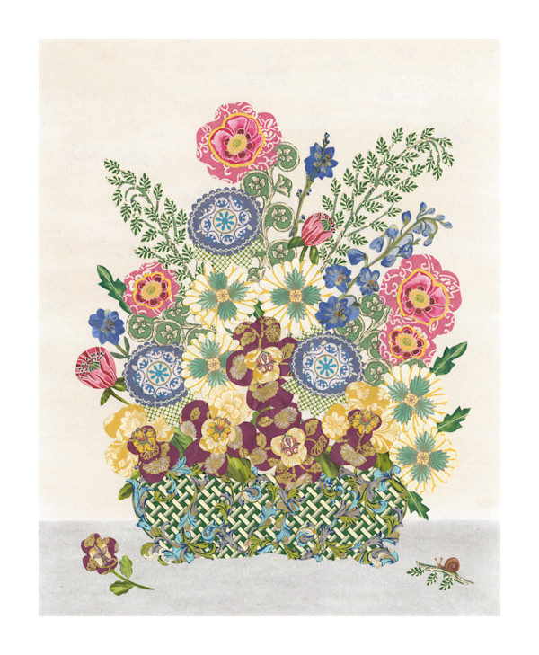 Flowers in a Green Jardinière by Shannon Skinner