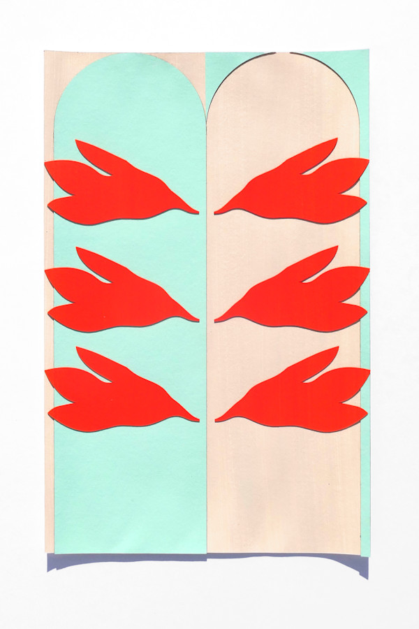 Double Arch with Six Blooms (Orange Fluo) by Elspeth Schulze