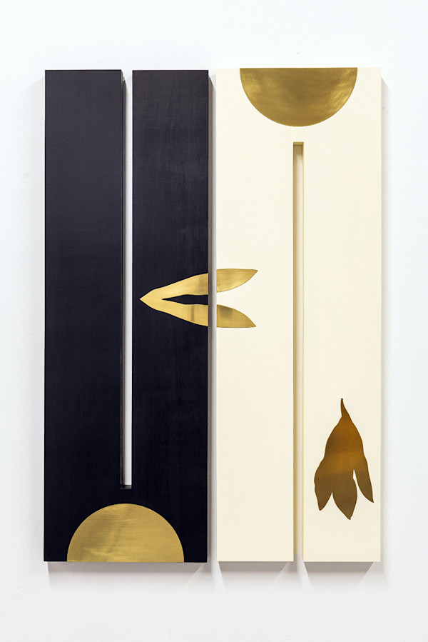Split Meander (Ivory, Black, Brass) by Elspeth Schulze
