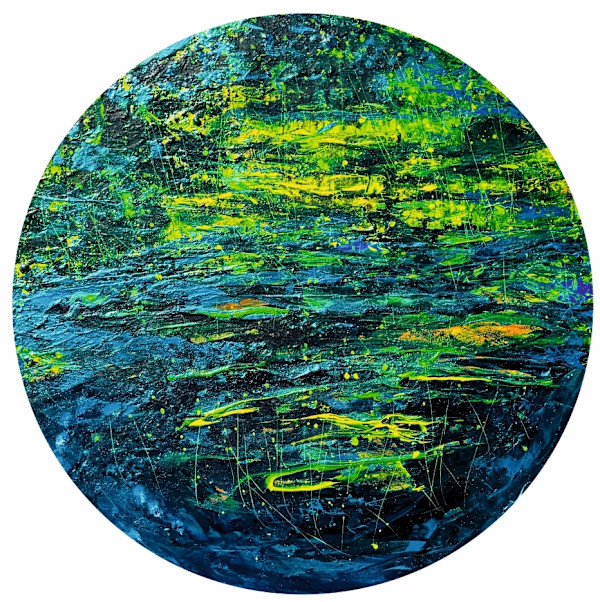 Round No. 17  90 cm Ø, acrylic on canvas by Elvira Heimann