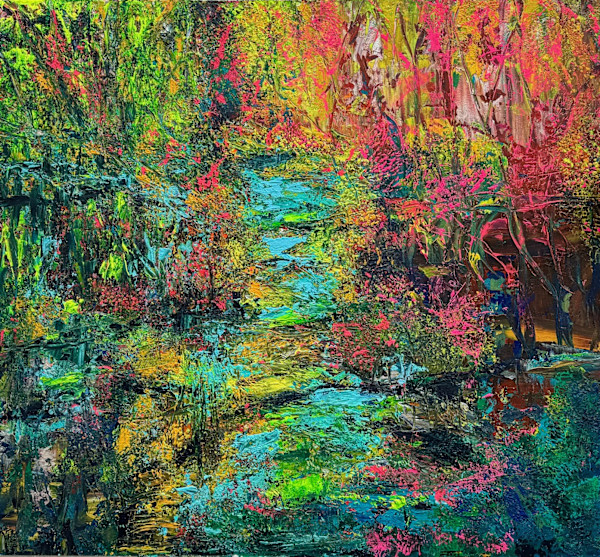 Unfolding Energy 55a  100x110cm, acrylic on alu-sandwich, 2024 by Elvira Heimann