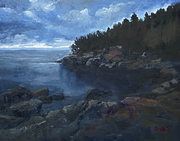 Squirrel Island Cliffs at Night by Jennifer Gorman-Strawbridge