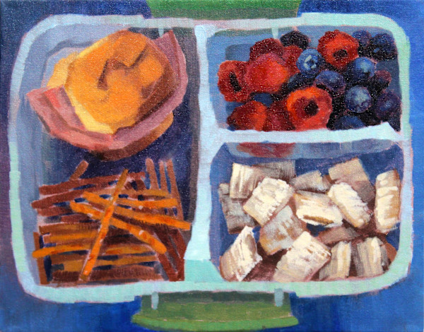 Ham on a Bun, Berries, Frosted Mini Wheats, and Pretzels by Esther Slevinsky